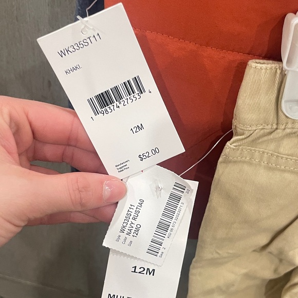 NWT Orange and Navy Puffer Vest, shirt with Beige Pants Set - Picture 4 of 4